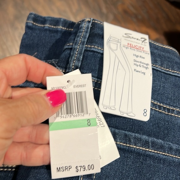 Seven7 Denim - Seven and seven felicity Slim flare, high-rise jeans, blue color, new